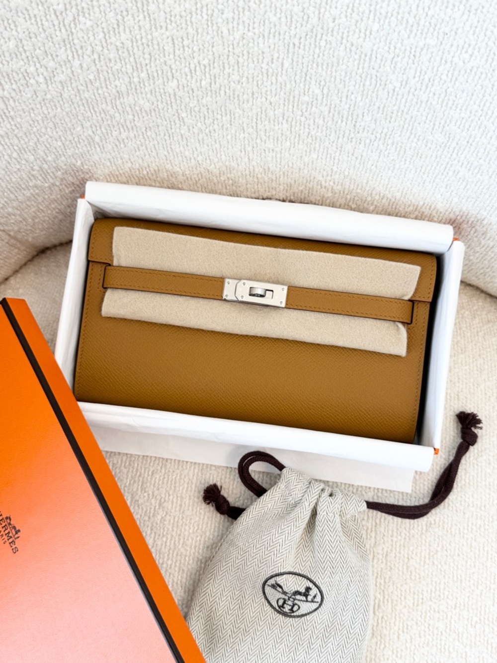 ✨NEW✨Hermes 2024 Epsom Leather Kelly Classique To Go Wallet - Sesame /  PHW - Picture 14 of 16
